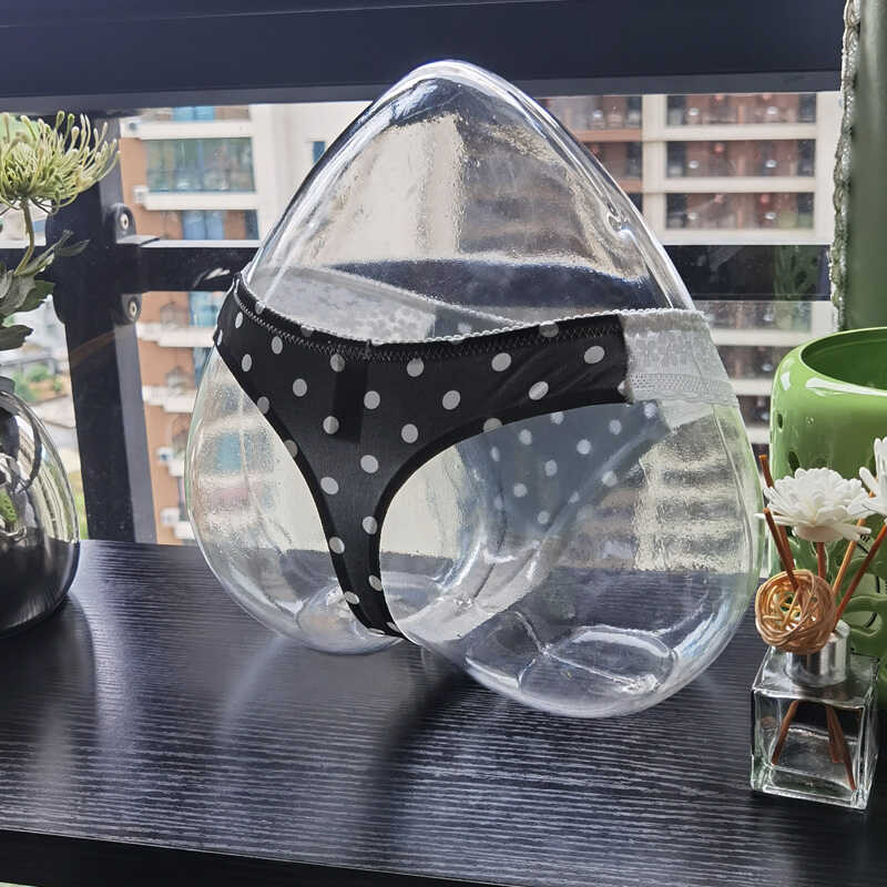 保密发货 甜美圆点柔软性感诱惑 女士丁字内裤T裤蕾丝腰围点缀