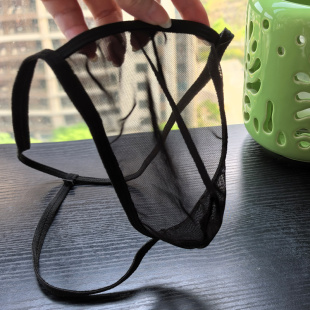 衩 超薄透明透气性感无痕透明诱惑网纱T内裤 保密男士 丝袜U凸丁字裤