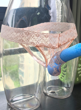 男士丁字裤性感诱惑宽边腰网纱透明内裤男式U凸开口JJ套囊袋裤衩