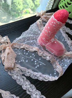 性感蕾丝绑带三角内裤 男士开口透气U凸JJ套囊袋透明网纱纯欲裤衩