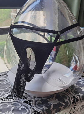 原创开口JJ套囊袋自带透气孔 U凸性感透视蕾丝男士丁字内裤保密发