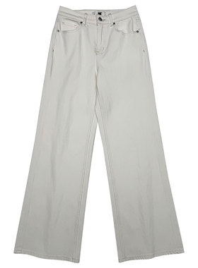 MA牛仔裤女春91183-1白色高腰宽松显瘦垂感直筒极简风窄版阔腿裤