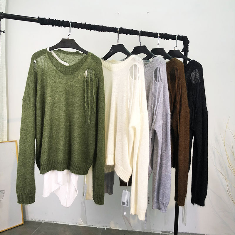 MACQNF圆领百搭宽松马海毛毛衣