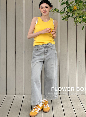 花匣子牛仔裤66170复古直筒高腰九分奶奶裤2025秋女设计感小个子