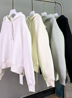 WUZHI秋冬新款77271宽松套头休闲纯色长袖大帽子慵懒太空棉卫衣女