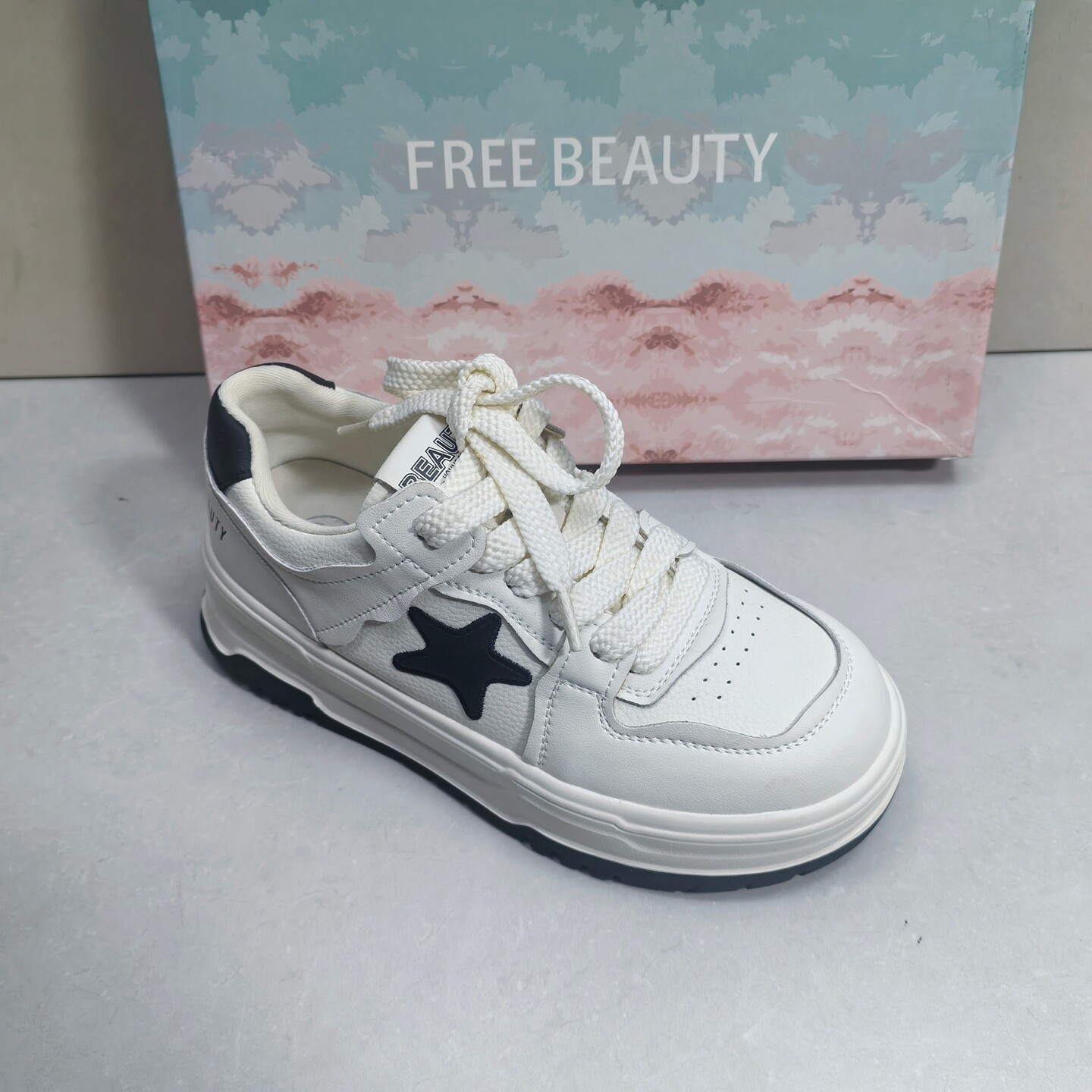 专柜撤柜自由姿色正品女鞋厚底小白鞋圆头系带休闲运动鞋舒适百搭