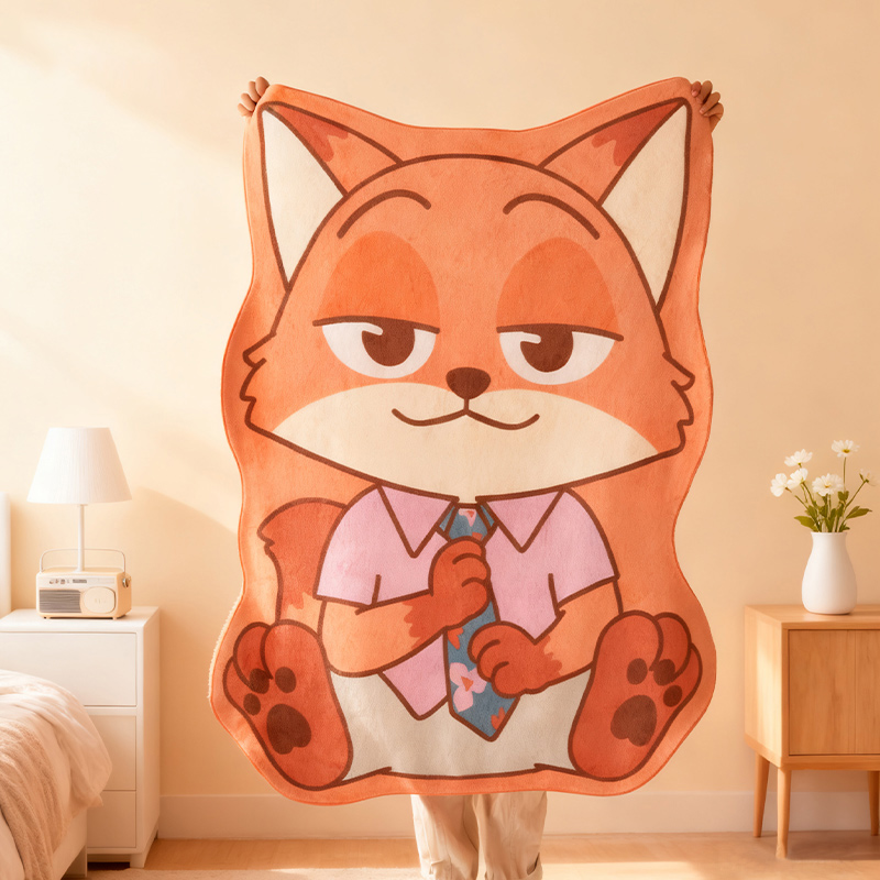 迪士尼疯狂动物城尼克朱迪豹警官双面法兰绒毯车载毯沙发午睡盖毯