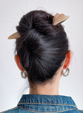 DURIAN ACC气质国风晶莹温润羊角如鱼得水鱼尾一字盘发发簪钗子