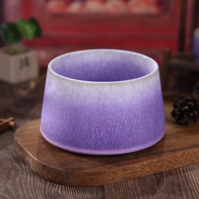 南风雅集 任晓飞手作原矿炭烧钧瓷窑变紫光釉建水水洗笔洗果仓