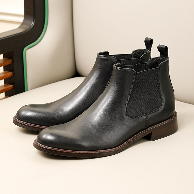 ITALY VINTAGE HANDMADE ENGLISH LEATHER BOOTS HIGH TOP MENS BUSINESS DRESS SHOES GENUINE LEATHER CHELSEA BOOTS MENS ANKLE BOOTS