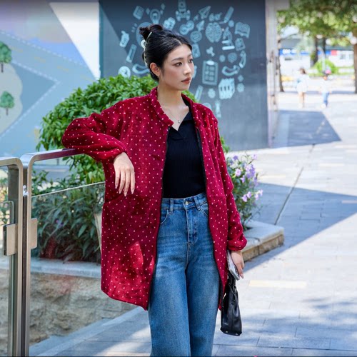 5钻不带帽法兰绒罩衣成人韩版俏丽波点工作珊瑚绒防寒保暖绒围裙