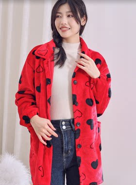 5钻法兰绒罩衣绝美工作服韩版时尚翻领无帽防寒保暖羽绒厨房围裙