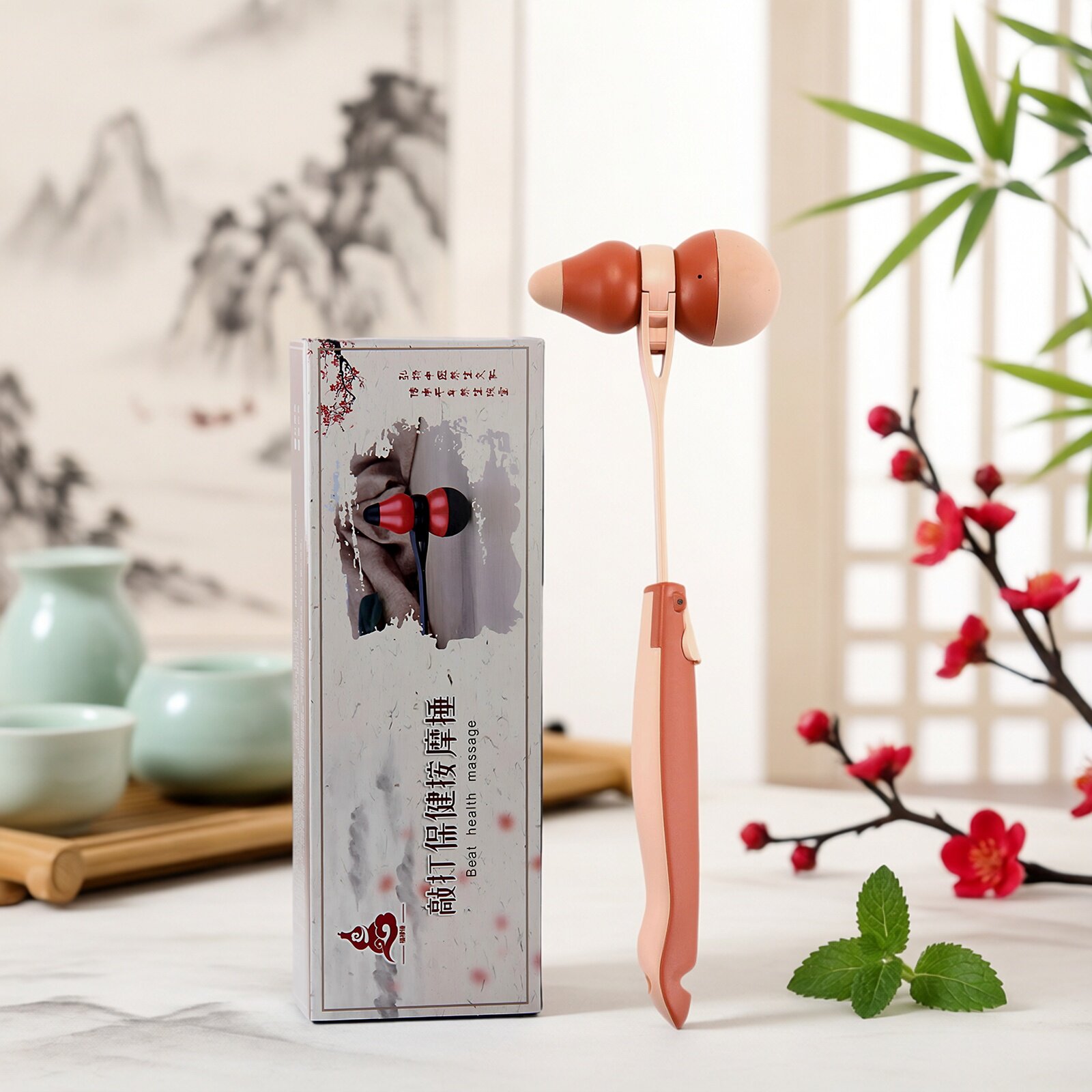 福禄敲打按摩锤葫芦锤经络拍硅橡胶捶背棒手动穴位健康家用不求人