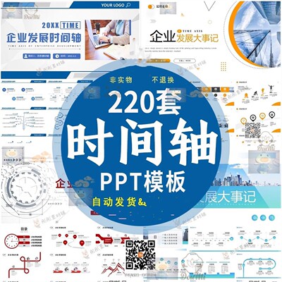 时间轴企业公司大事记发展历程数据可视化时间线PPT图表素材模板