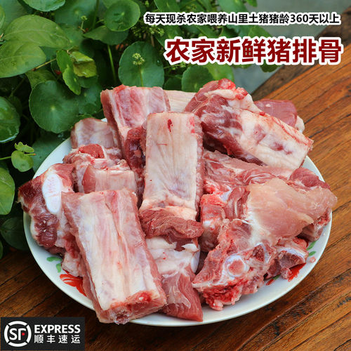 新鲜猪排骨肋排农家喂养粮食猪