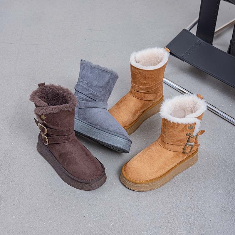 1222韩系厚底中筒雪地靴女2026冬季新款加绒加厚东北保暖翻边棉靴,女鞋,时尚雪地靴,淘宝优惠券,粉丝福利购,淘宝优惠卷