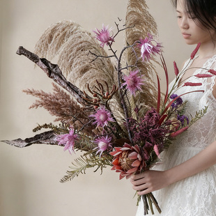 米子家居紫气东来仿干花花束客厅摆设高级感帝王花芦苇花艺仿真花