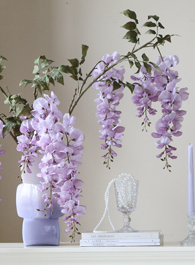 米子家居法式紫藤花仿真花高级感逼真假花摆设仿生花客厅餐桌装饰
