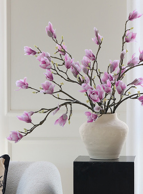 米子家居侘寂禅意玉兰花仿真花别墅茶室玄关软装高档假花花艺摆件
