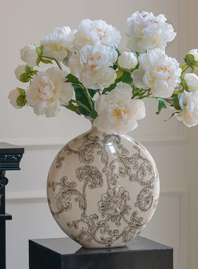 米子家居芍药牡丹假花仿真花摆设客厅餐桌花艺摆件插花花束装饰品