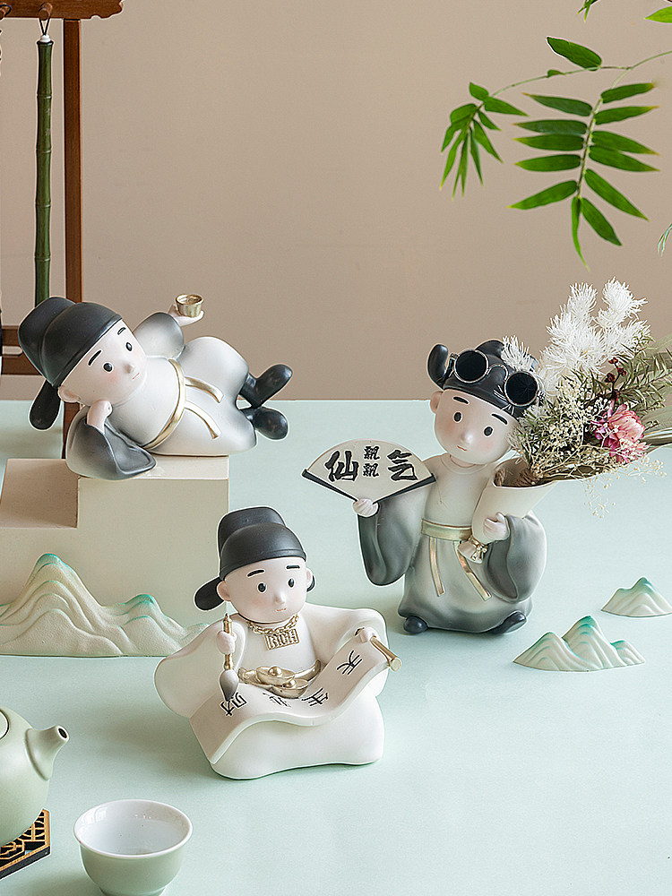 米子家居创意古装李白客厅工位好物飘窗桌面小摆件小众家居装饰品