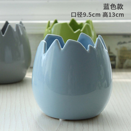 米子家居台面花器摆设装饰工艺品陶瓷花瓶花插陶瓷蛋形花边花瓶