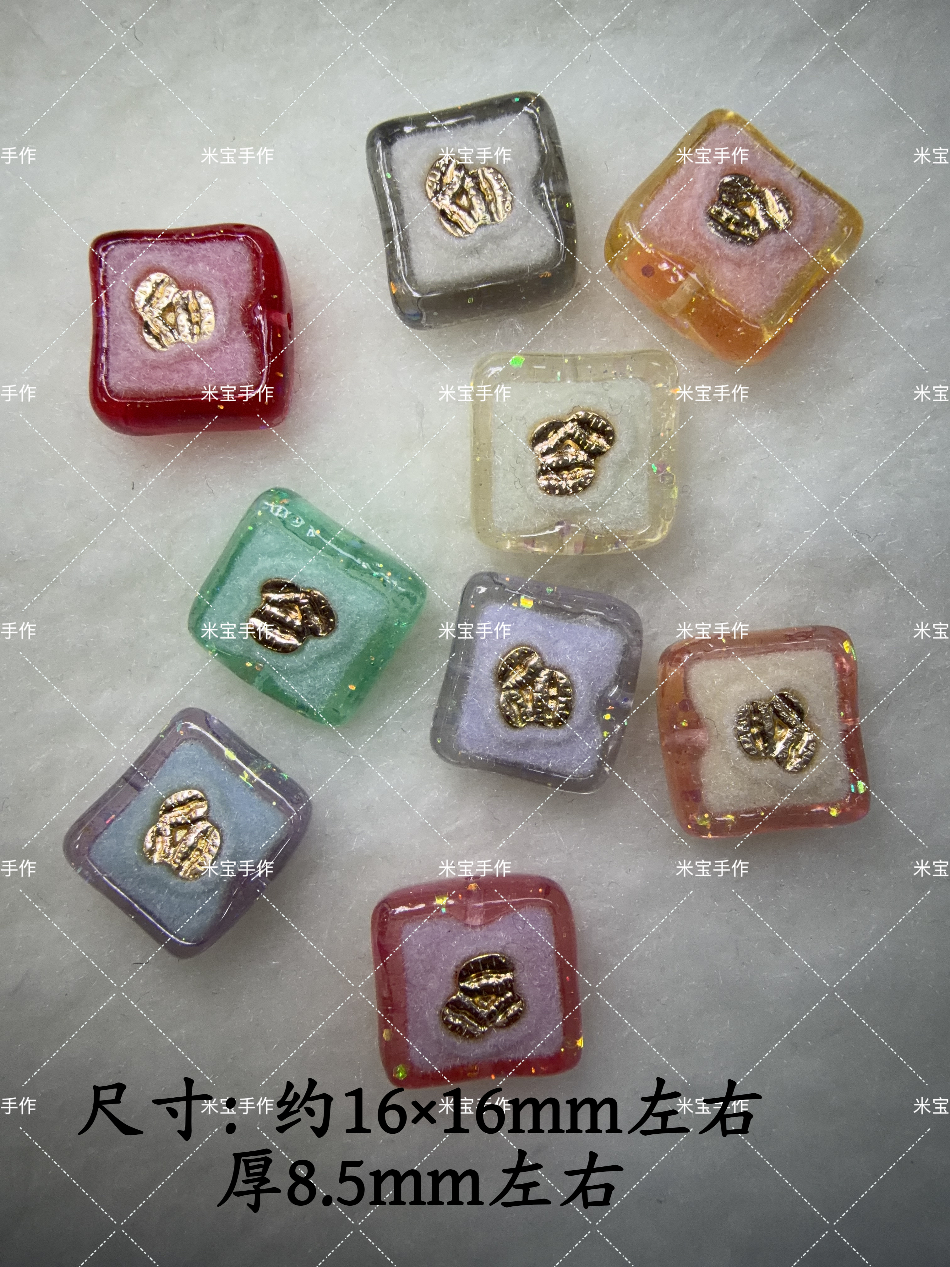 【满百包邮】韩国胶双面植绒咖啡豆合金方块手机链包挂配件144