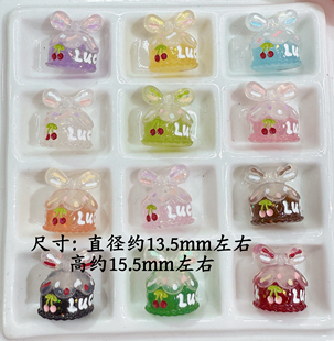 韩国胶手绘小樱桃兔耳朵蛋糕通孔手机链包挂配件185