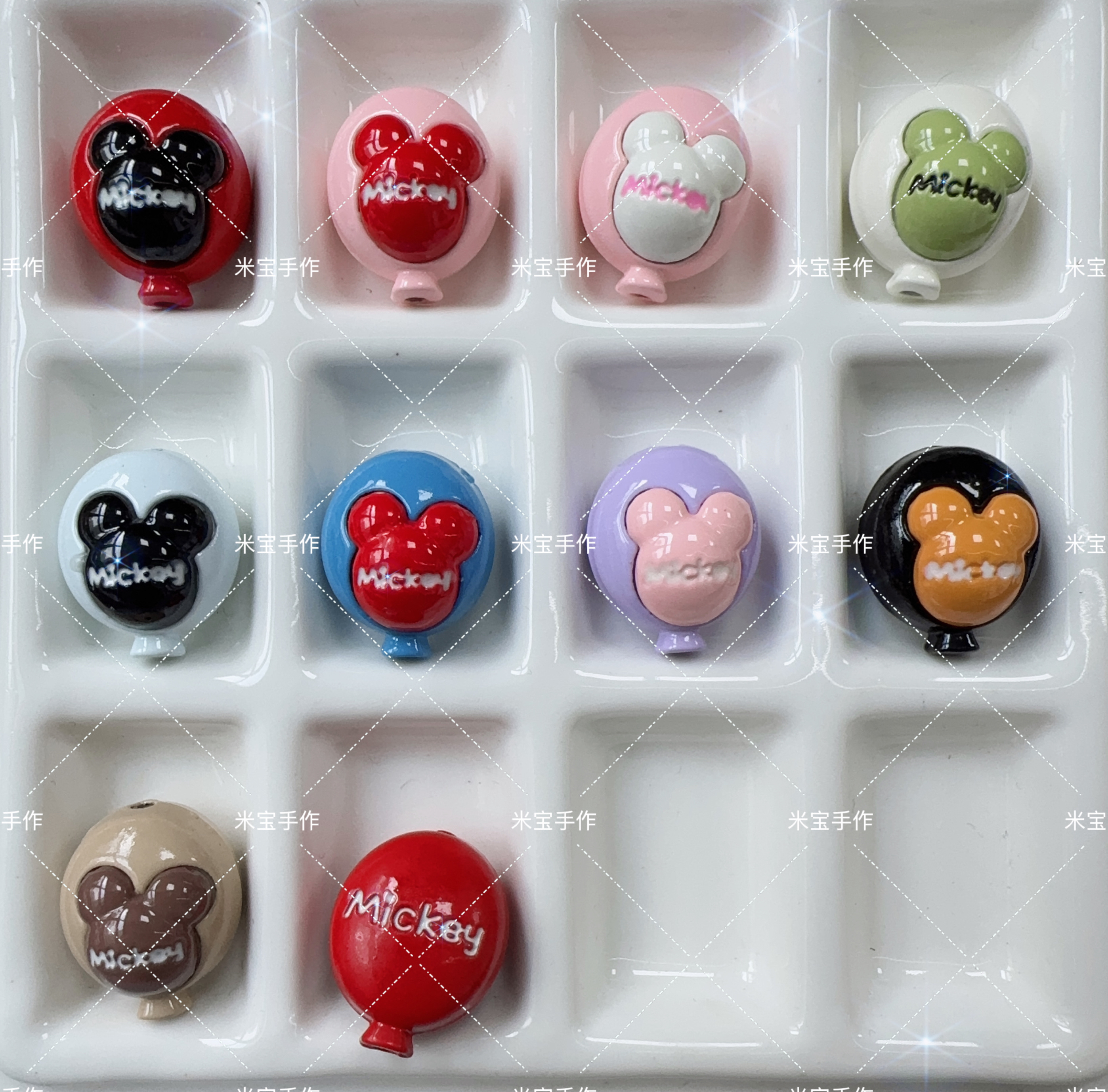 【满百包邮】定制款双拼合金米奇头气球通孔手工串珠散珠饰品配件