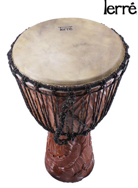 德瑞乐器Terre非洲鼓金杯鼓雕龙专业级进口整木Djembe山羊皮手鼓