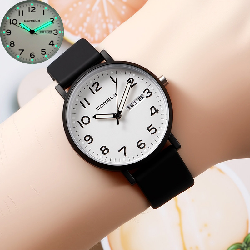 静音考试专用手表女款学生初中生高中生女士小众轻奢儿童女孩静音