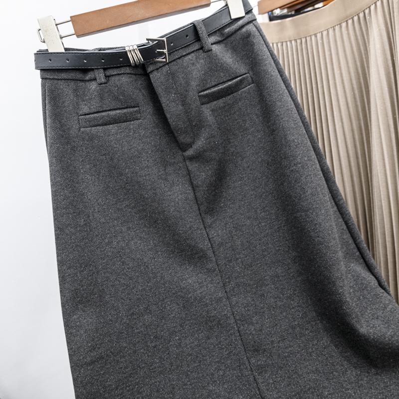 深秋初冬洋气中长裙毛呢半身裙