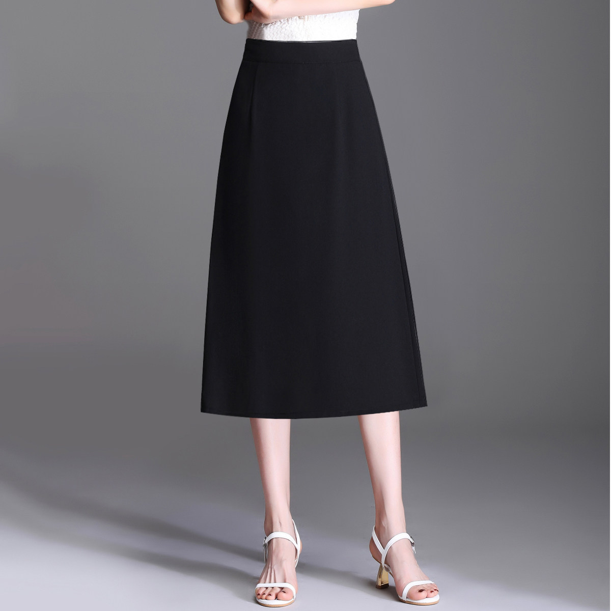 2026新款气质西装毛呢a字半身裙女春夏秋冬季高腰中长款黑色裙子