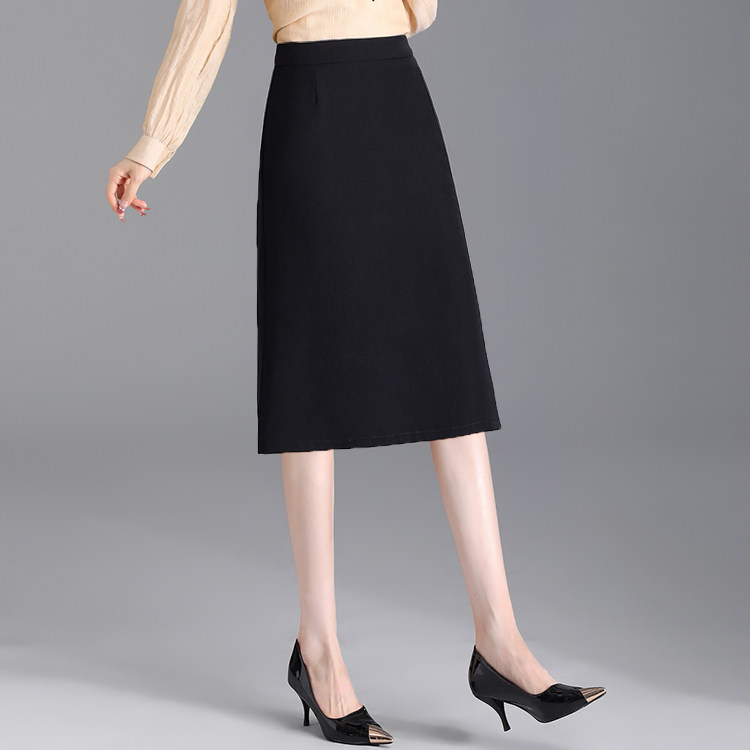 2025春秋冬季中长款高腰西装a字裙过膝窄版半身裙子女不开叉显瘦