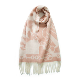 100%山羊绒加厚羊绒围巾重工提花双层保暖披肩冬季 Cashmere复古