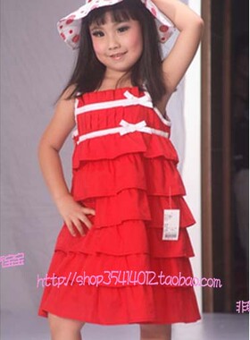 童话故事童装 女童 超薄夏季纯棉吊带连衣裙 蛋糕裙 演出服1E201