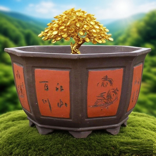 特大号紫砂陶瓷花盆庭院种树桩盆景六角八角盆松树发财树家用高档