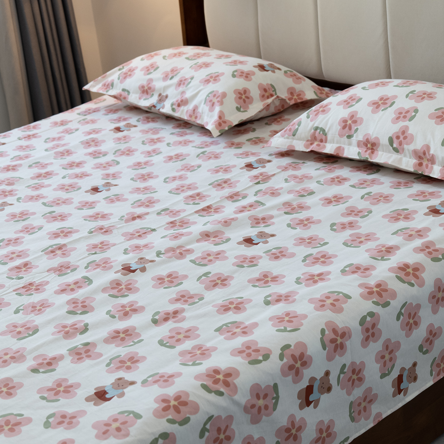 纯棉全棉花朵床单枕套被套床笠