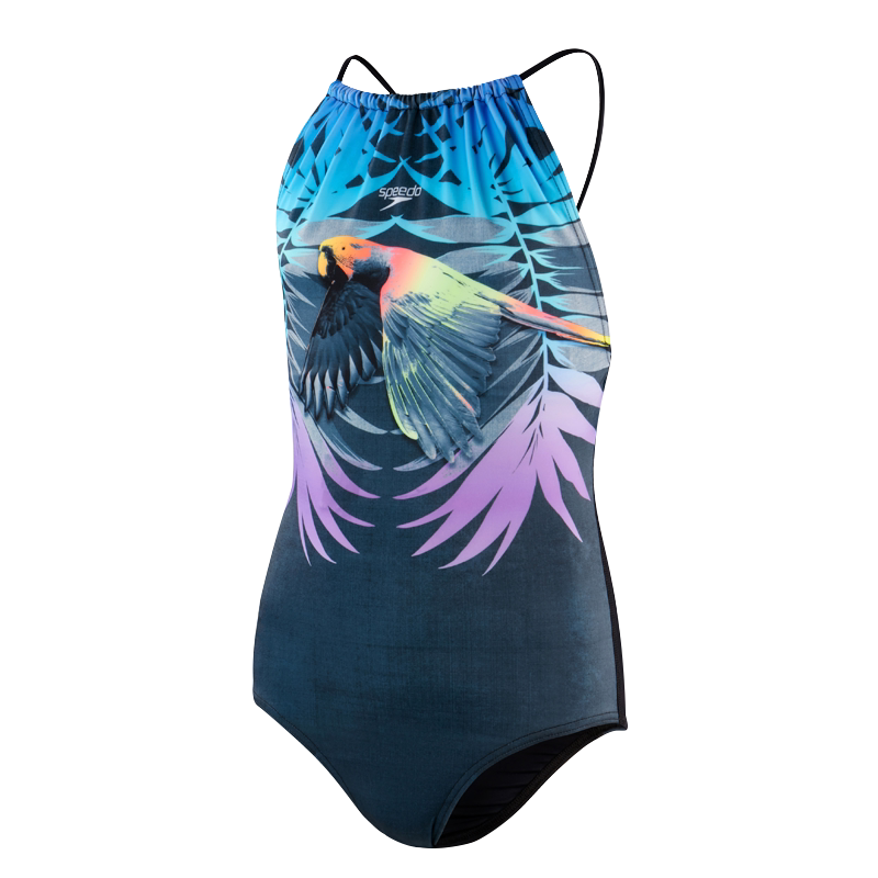 新款speedo女童连体泳衣时防晒