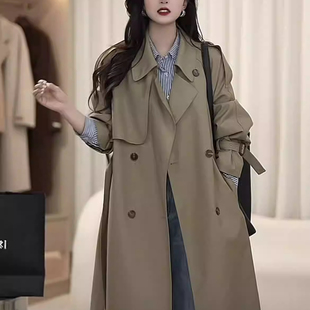 2025春秋季 女士风衣外套高级感时尚 宽松英伦风中长款 百搭上衣 新款