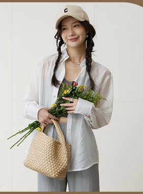 莱赛尔天丝衬衫防晒衣女2025春夏高级垂感外搭光泽高级感时尚外搭