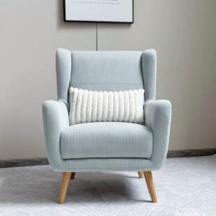 猫抓绒美式复古单人沙发椅法式客厅阳台设计师休闲高背老虎椅子