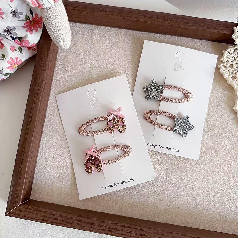 新款公主风亮片星星舞蹈鞋儿童卡通可爱对装BB夹流海夹头饰发饰