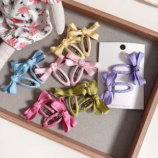 新款 BB夹流海夹侧边夹发饰 春夏糖果色系棉带蝴蝶结儿童幼儿对装