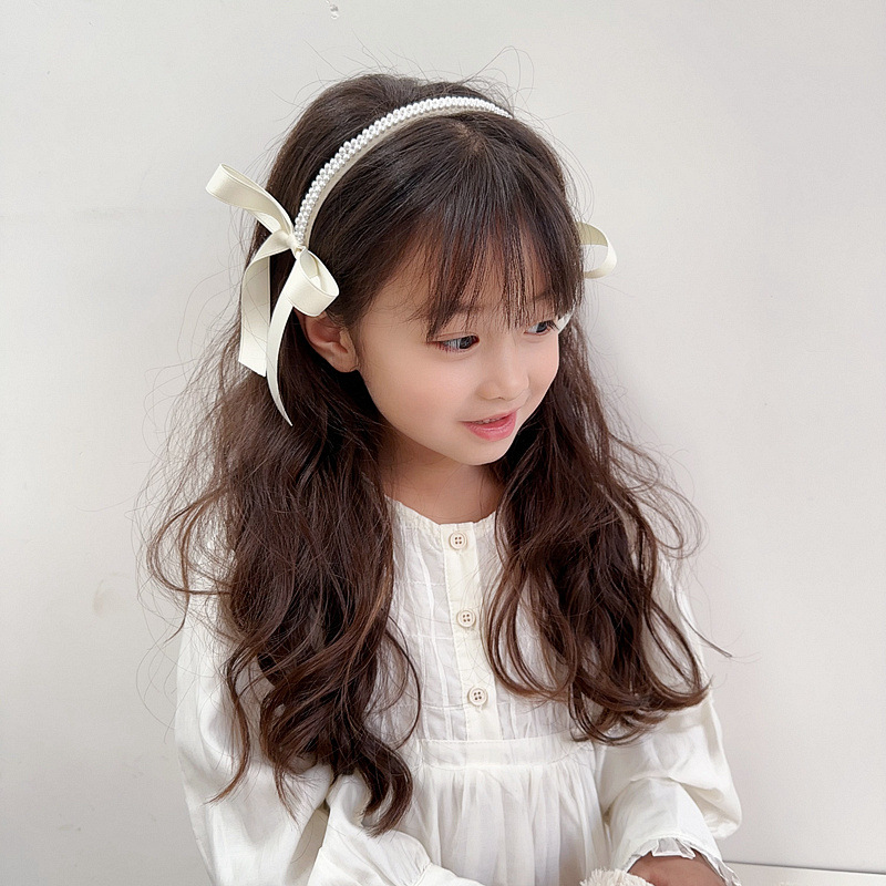 新款法式复古蕾丝网纱珍珠刺绣花瓣镶钻皇冠儿童头纱花童披纱发饰