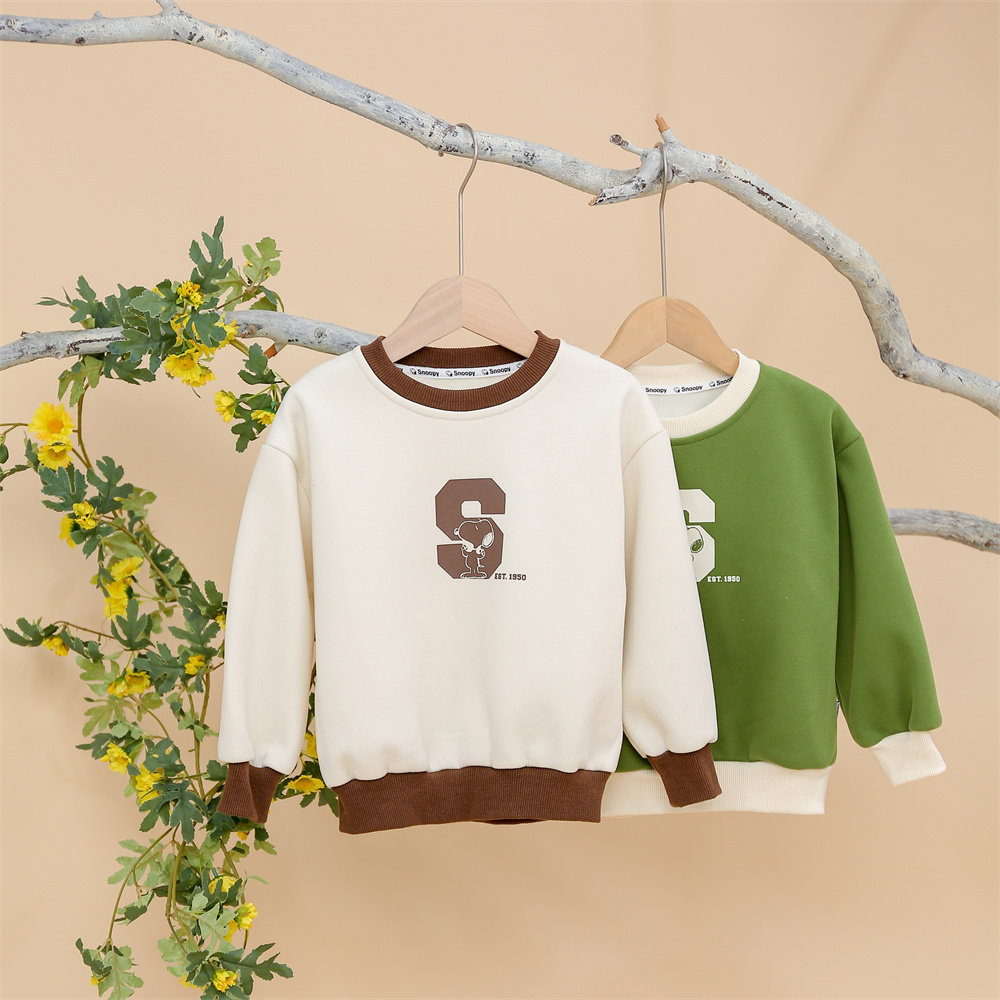 史努比童装男童卫衣秋冬款2023新款冬装宝宝加绒小童上衣女童洋气