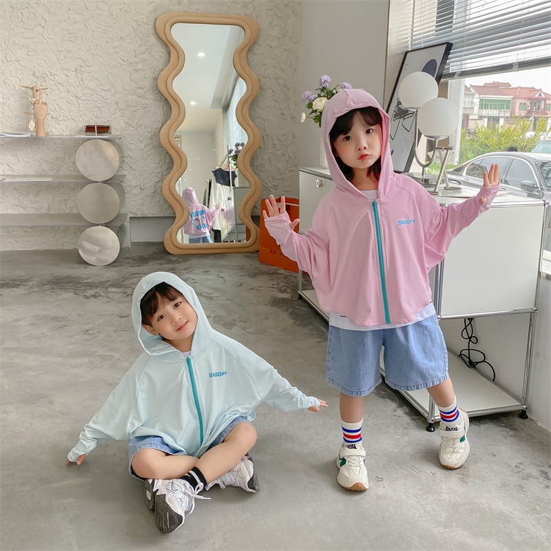 史努比童装夏季轻薄防晒衣披风/防嗮斗篷男女童可爱连帽薄款外套