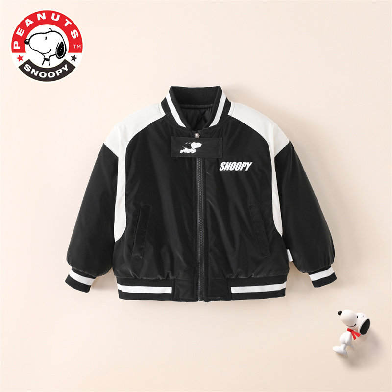 正品史努比男童装2023新款加厚棒球服洋气舒适夹棉保暖运动服