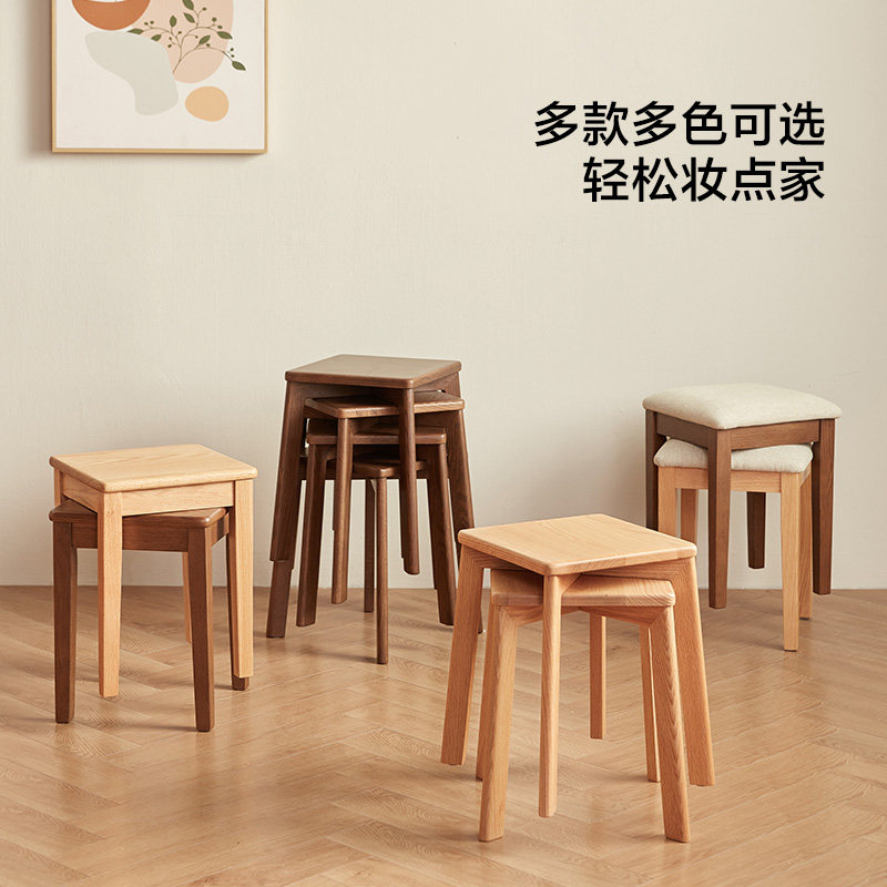 林氏家居复古橡木实木餐椅图片