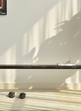 vima榫卯实木长凳白蜡木原木莫兰迪烟胧黑色北欧简约换鞋凳床尾凳